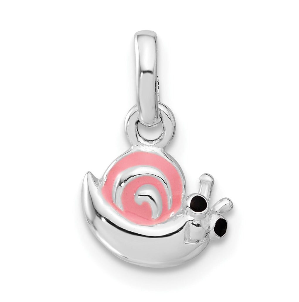 Sterling Silver Pink Enamel Snail Kid's Pendant