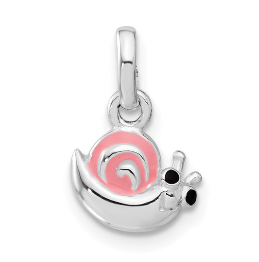 Sterling Silver Pink Enamel Snail Kid's Pendant