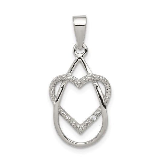 Sterling Silver Rhodium-plated Polished Cubic Zirconia Heart Pendant – Elegant Jewelry Gift for Birthday, Anniversary, Engagement, Wedding