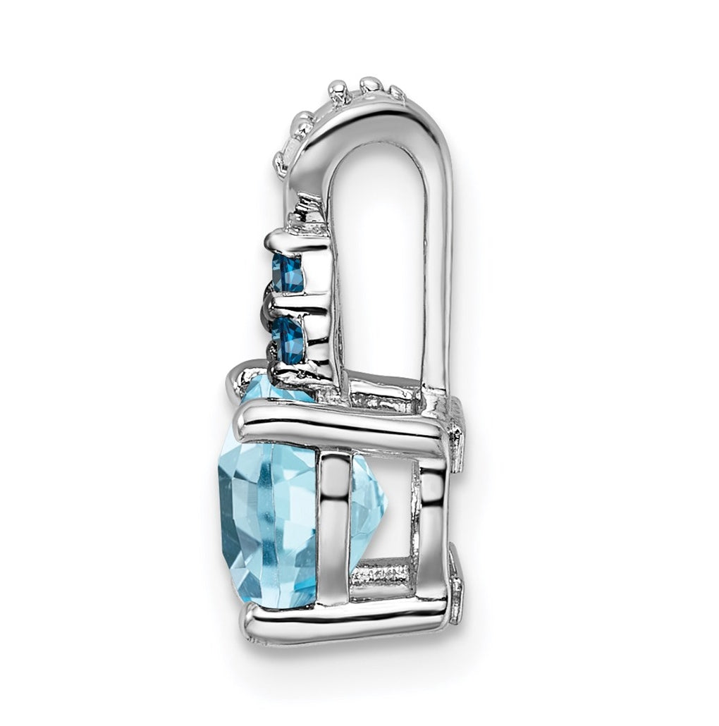 Sterling Silver Rhodium-plate Diamond Swiss & London Blue Topaz Pendant – Elegant Jewelry Gift for Birthday, Anniversary, Engagement, Wedding