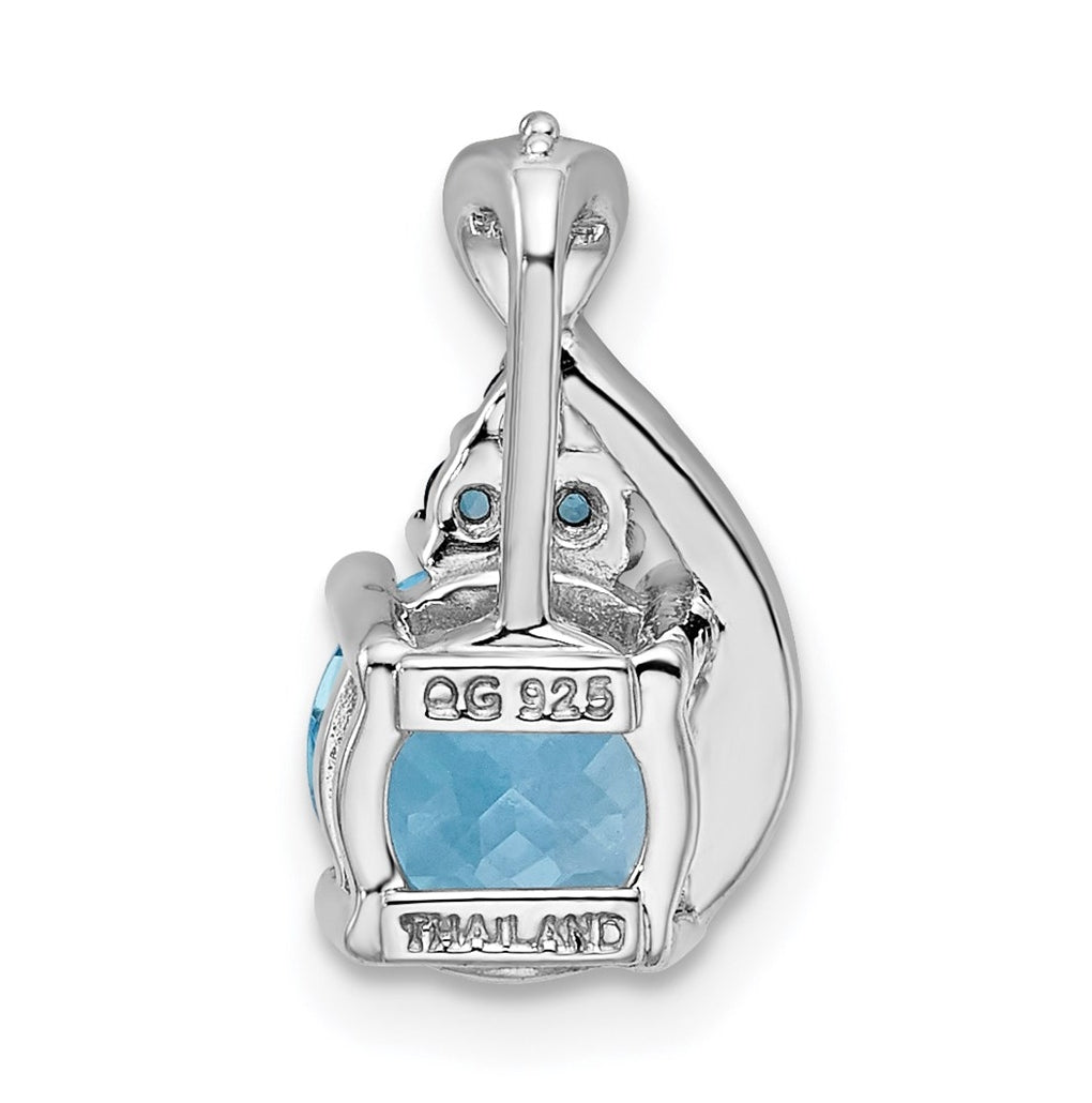 Sterling Silver Rhodium-plate Diamond Swiss & London Blue Topaz Pendant – Elegant Jewelry Gift for Birthday, Anniversary, Engagement, Wedding