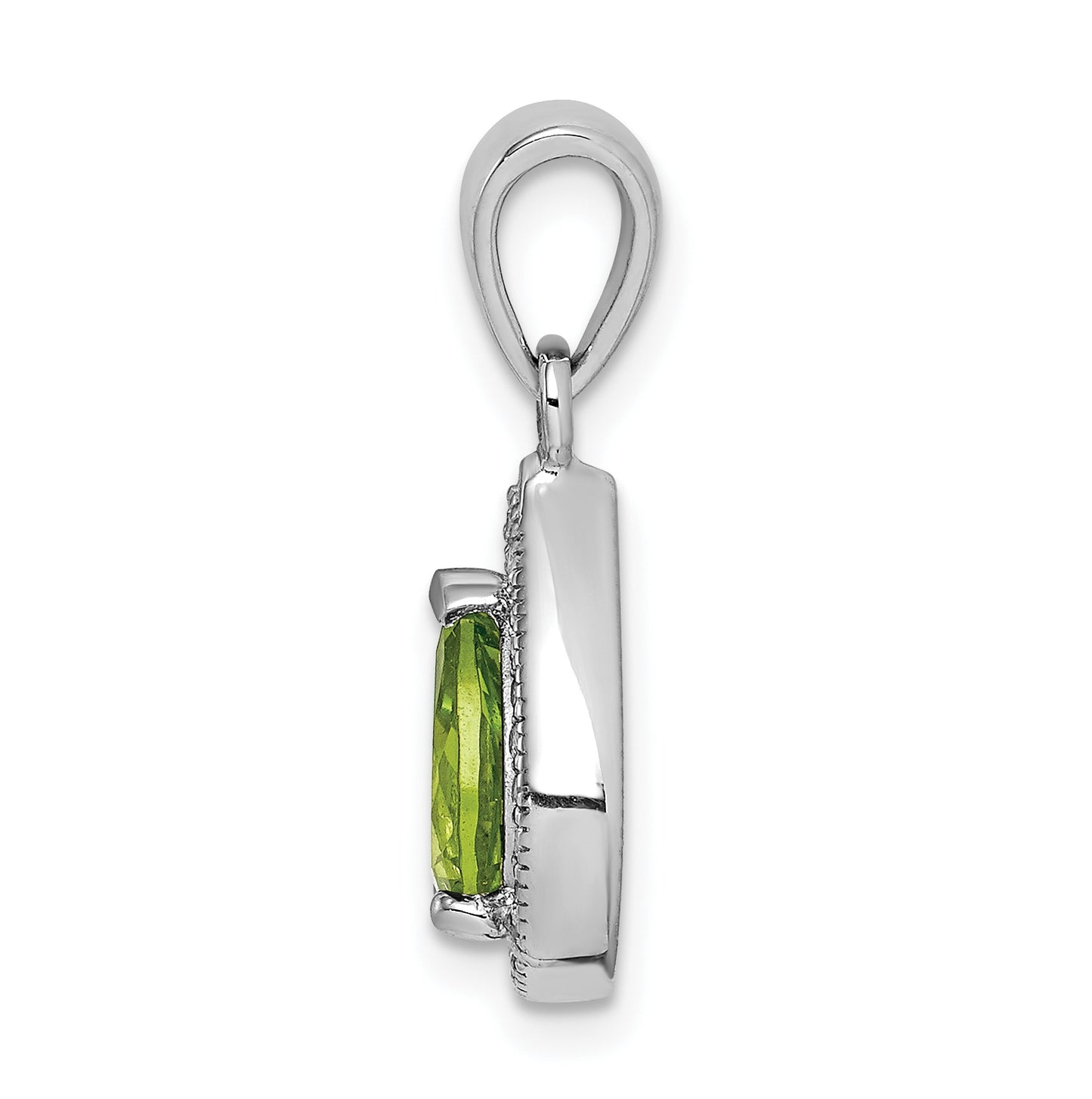 Sterling Silver Rhodium Plated Green and Clear Cubic Zirconia Pendant, Augusr