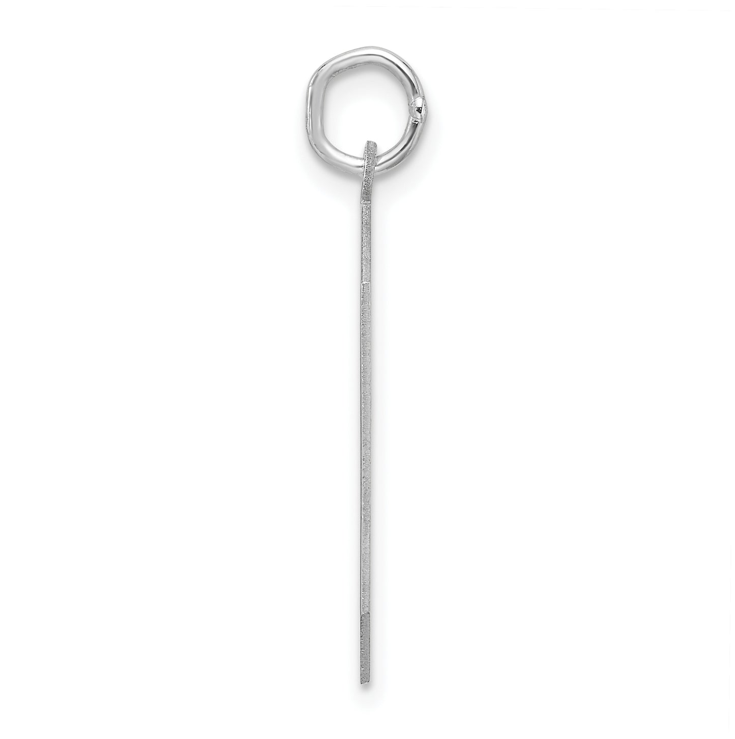 Sterling Silver Rhodium plated Polished Number 0 Charm