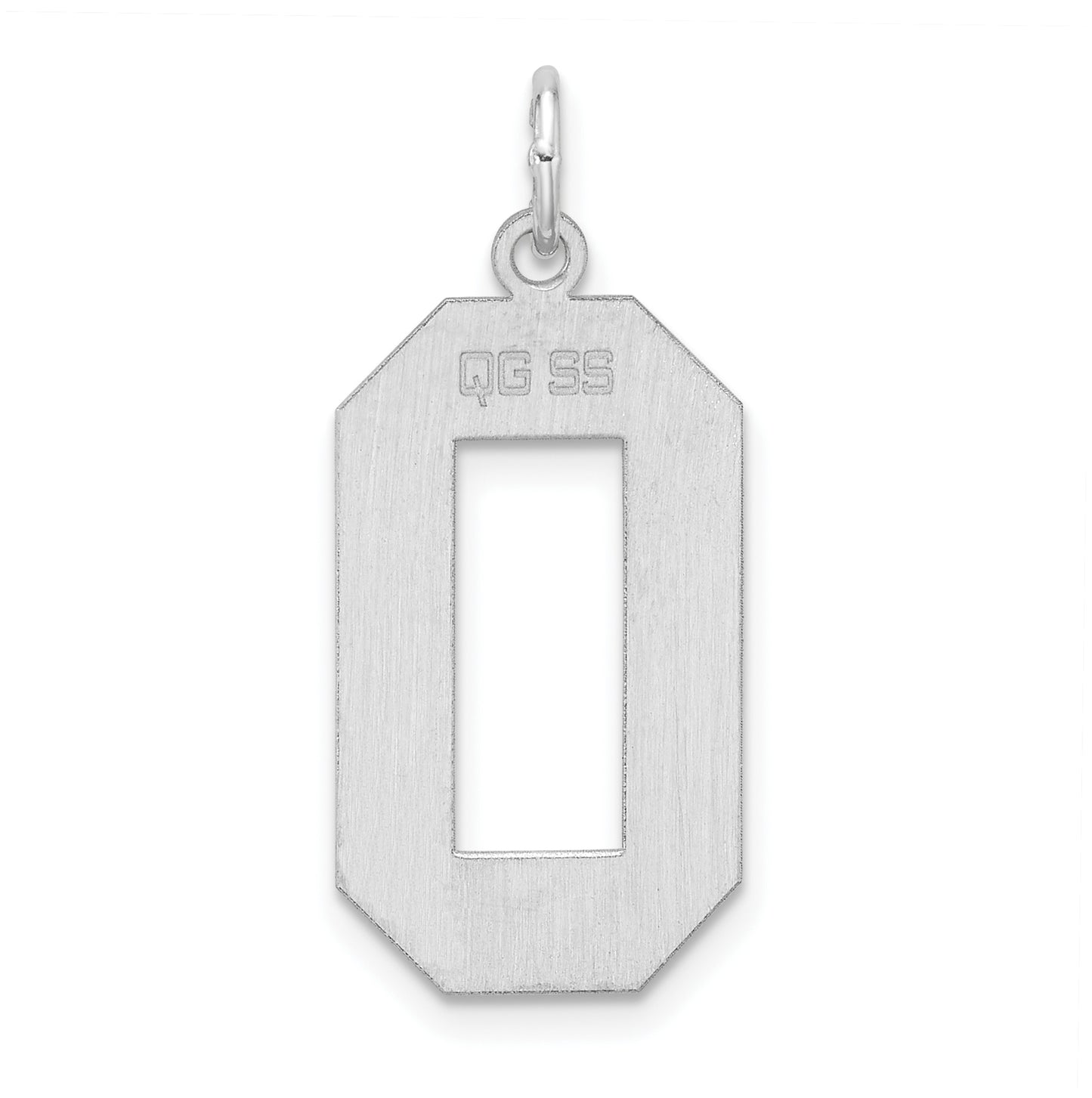 Sterling Silver Rhodium plated Polished Number 0 Charm