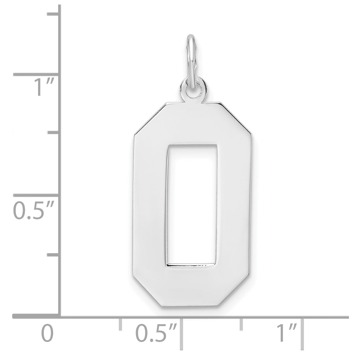 Sterling Silver Rhodium plated Polished Number 0 Charm