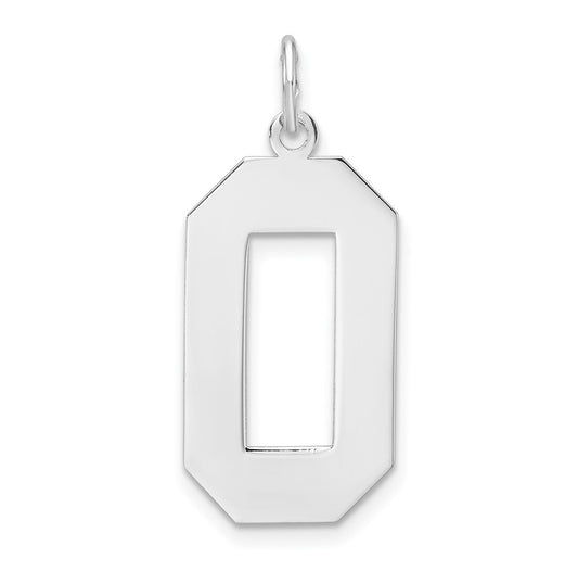 Sterling Silver Rhodium plated Polished Number 0 Charm