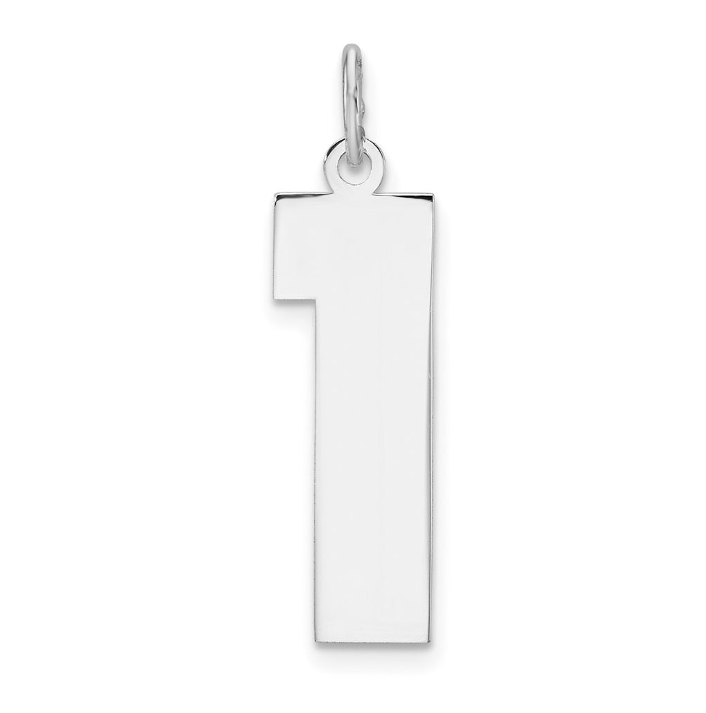 Sterling Silver Rhodium plated Polished Number 1 Charm