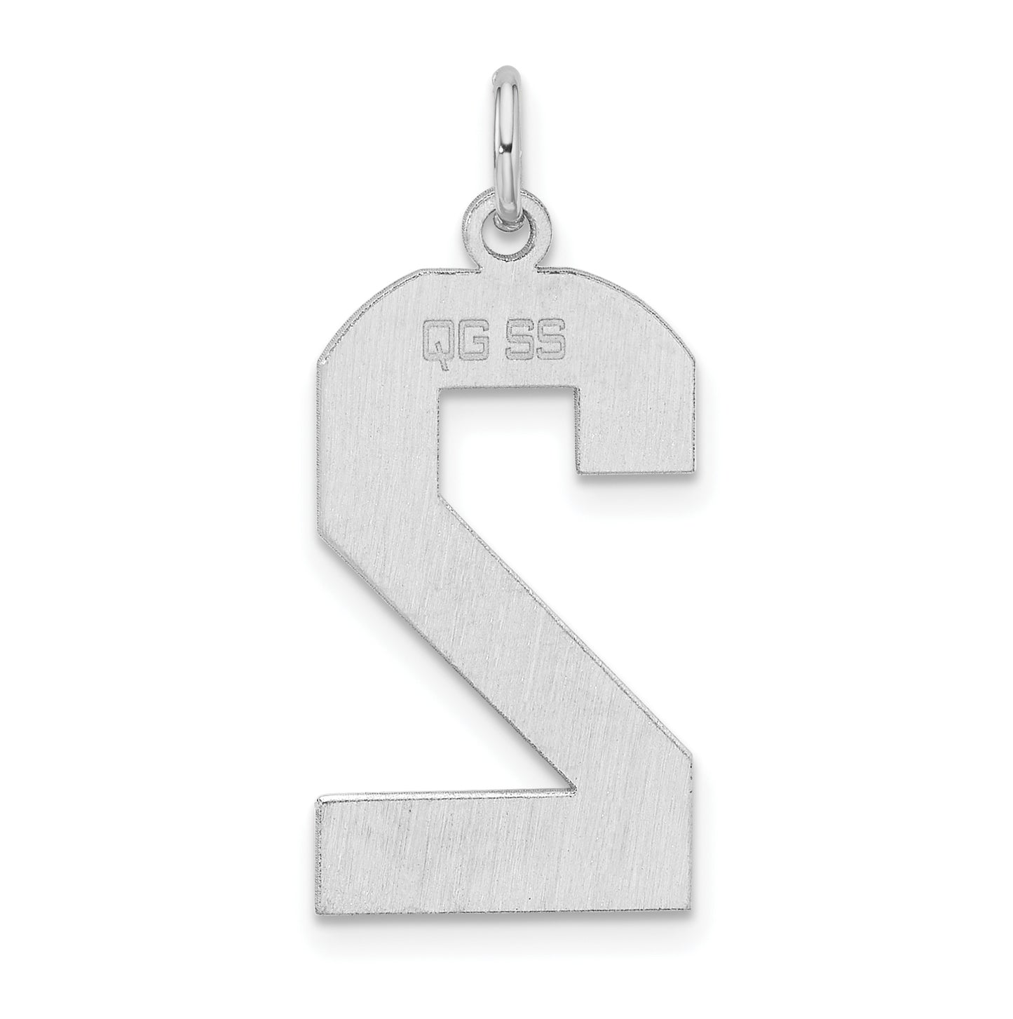 Sterling Silver Rhodium plated Polished Number 2 Charm