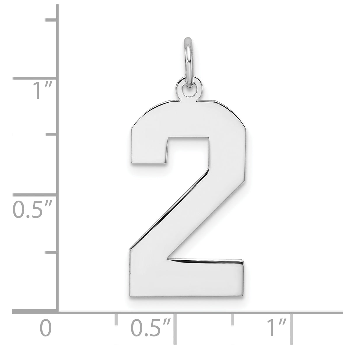 Sterling Silver Rhodium plated Polished Number 2 Charm