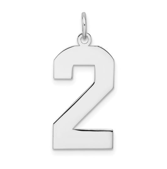 Sterling Silver Rhodium plated Polished Number 2 Charm