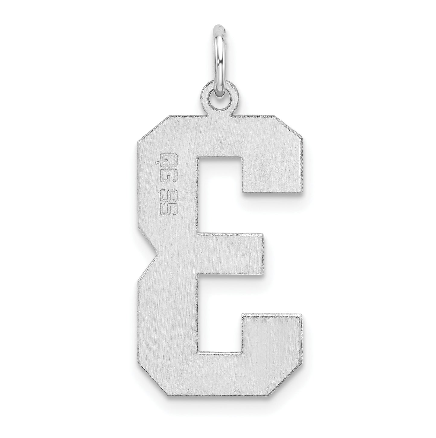 Sterling Silver Rhodium plated Polished Number 3 Charm