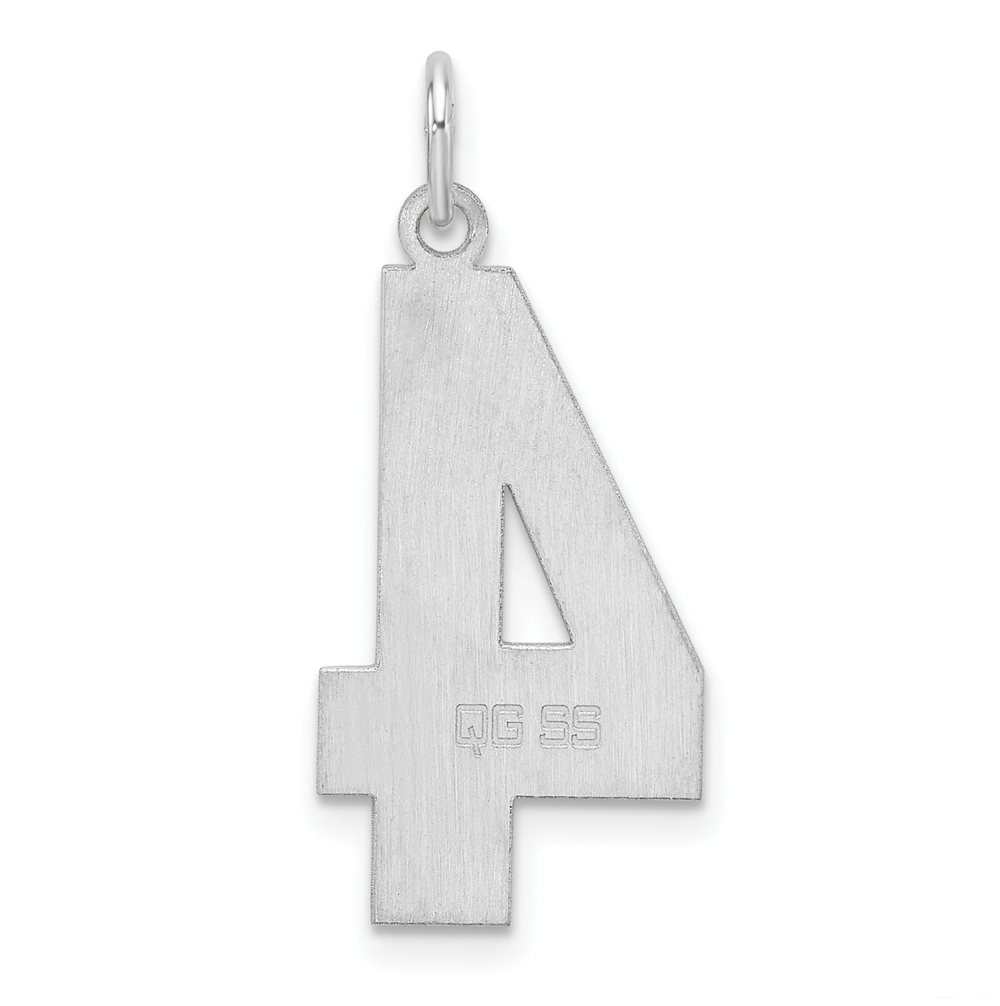 Sterling Silver Rhodium plated Polished Number 4 Charm