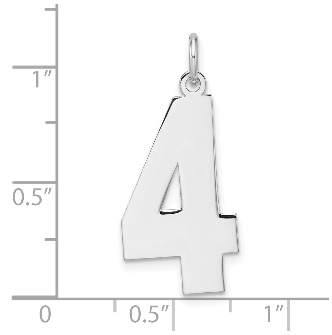 Sterling Silver Rhodium plated Polished Number 4 Charm