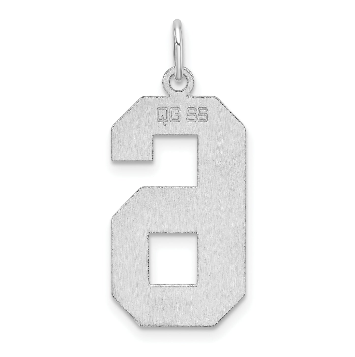 Sterling Silver Rhodium plated Polished Number 6 Charm