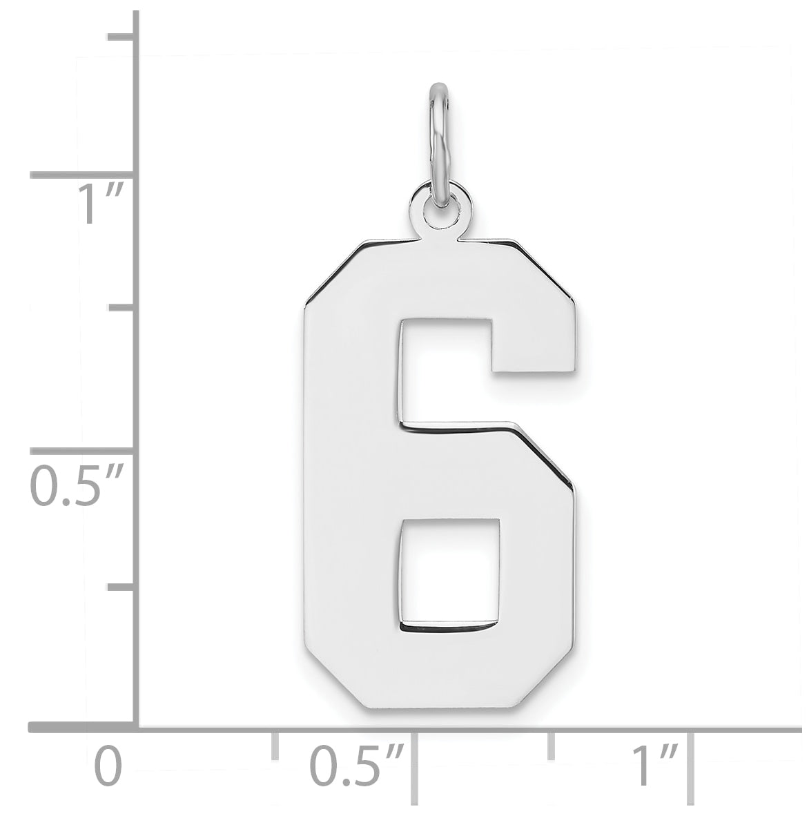 Sterling Silver Rhodium plated Polished Number 6 Charm