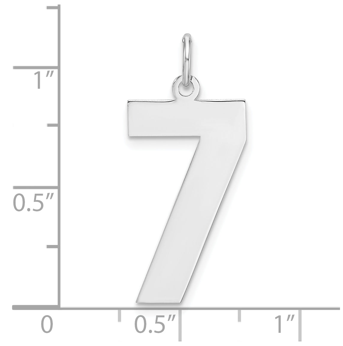 Sterling Silver Rhodium plated Polished Number 7 Charm