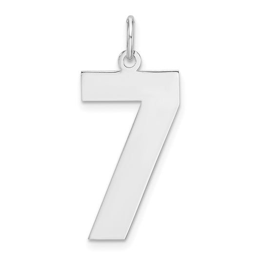 Sterling Silver Rhodium plated Polished Number 7 Charm
