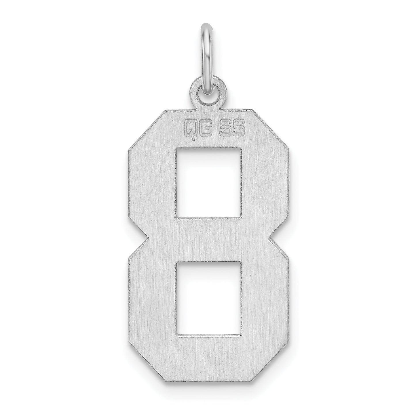 Sterling Silver Rhodium plated Polished Number 8 Charm