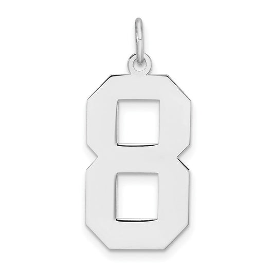Sterling Silver Rhodium plated Polished Number 8 Charm