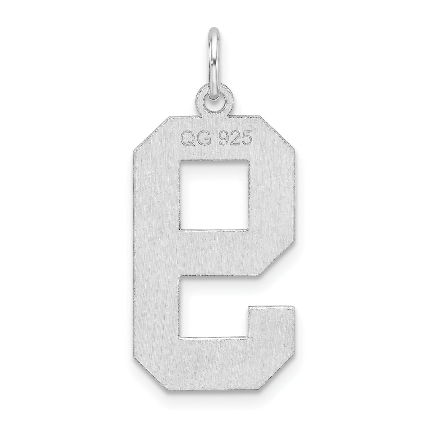 Sterling Silver Rhodium plated Polished Number 9 Charm
