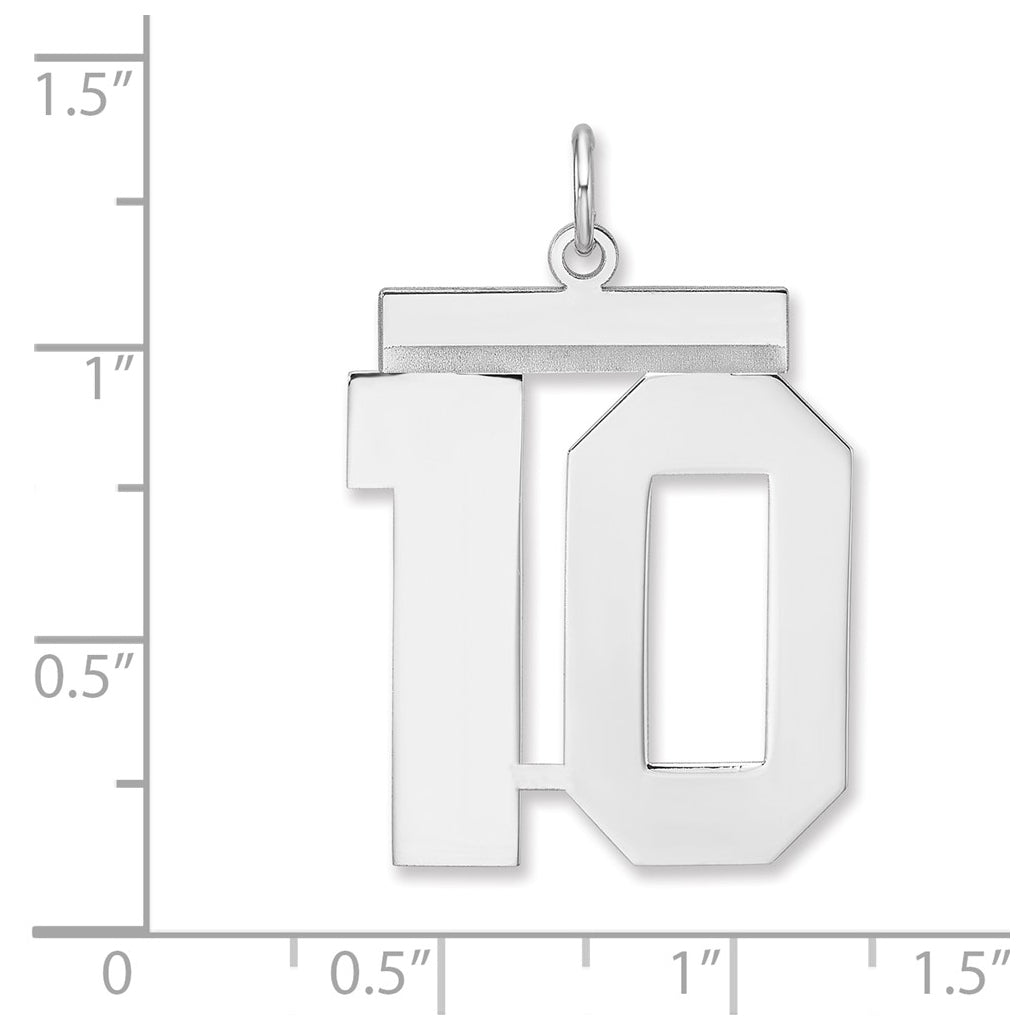 Sterling Silver/Rhodium-plated Polished Number Charm