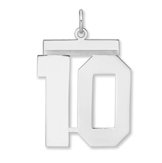 Sterling Silver/Rhodium-plated Polished Number Charm