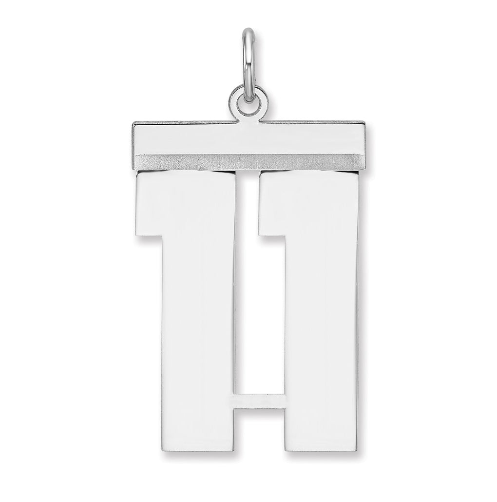 Sterling Silver/Rhodium-plated Polished Number Charm
