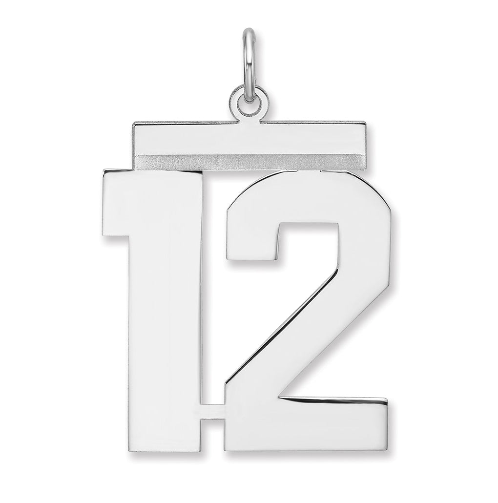 Sterling Silver/Rhodium-plated Polished Number Charm