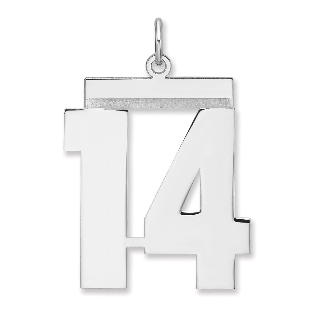 Sterling Silver/Rhodium-plated Polished Number Charm