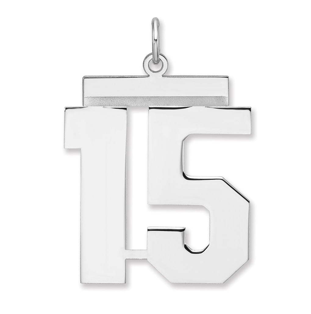 Sterling Silver/Rhodium-plated Polished Number Charm