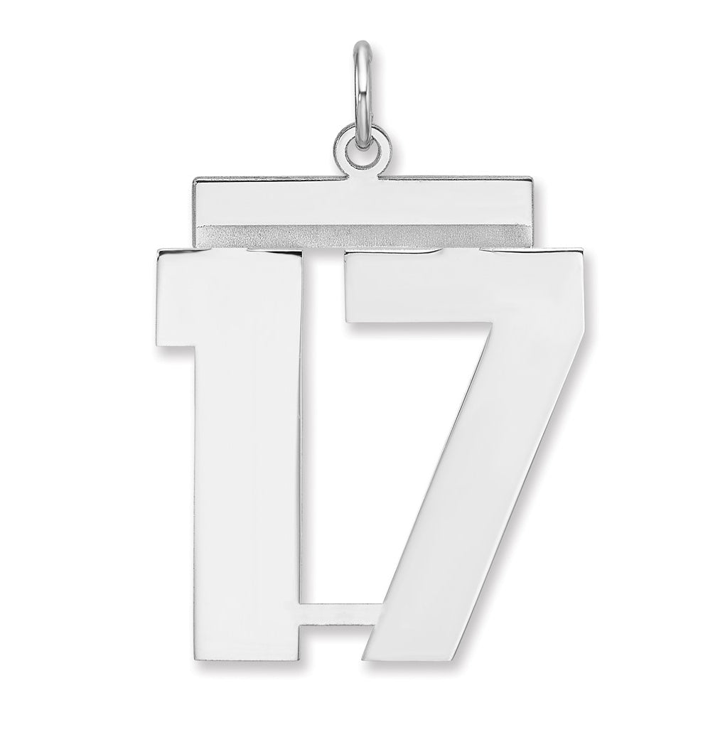 Sterling Silver/Rhodium-plated Polished Number Charm