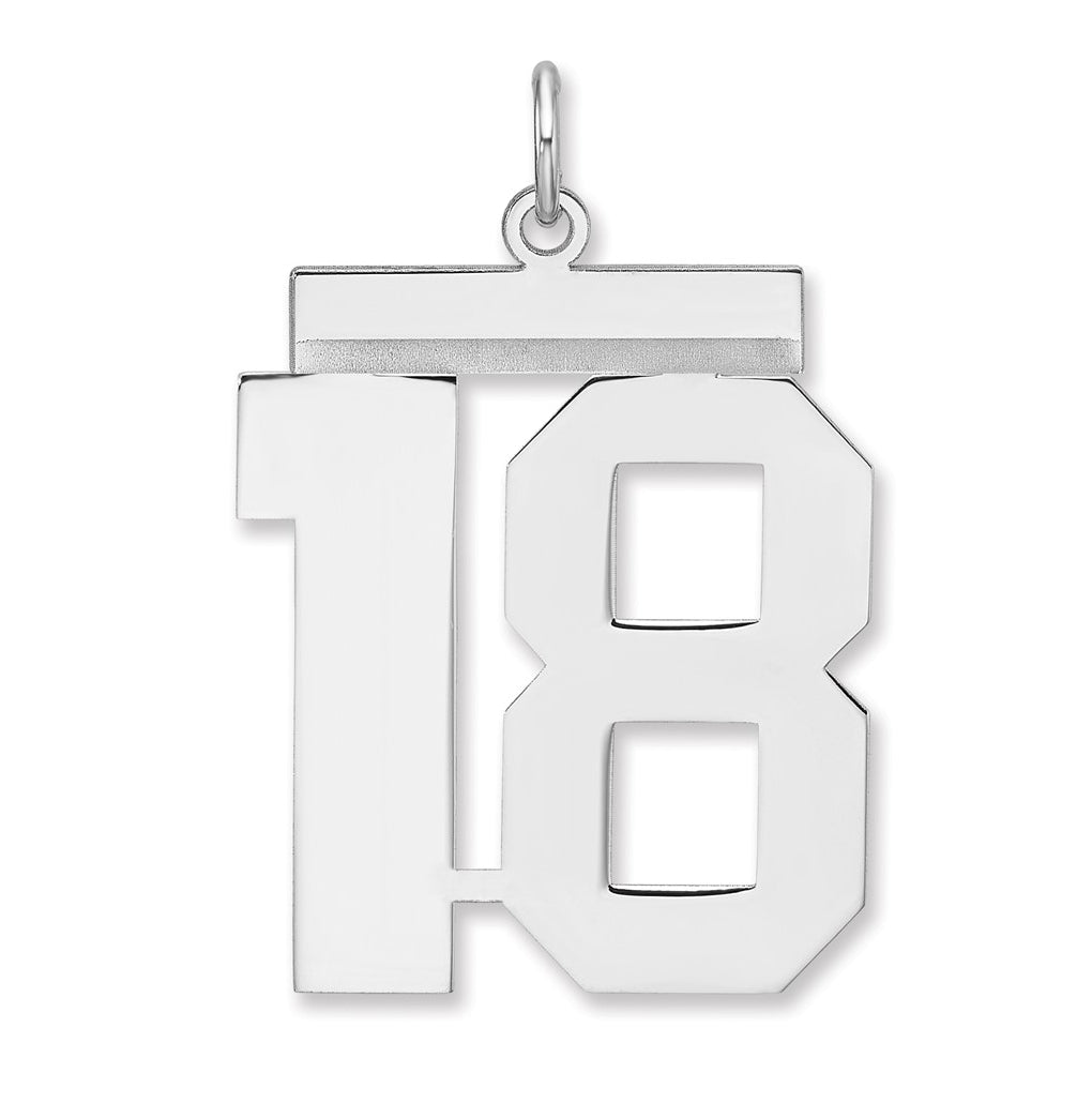 Sterling Silver/Rhodium-plated Polished Number Charm