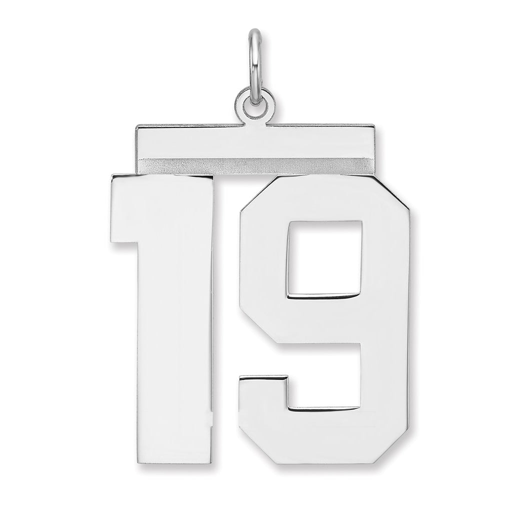 Sterling Silver/Rhodium-plated Polished Number Charm