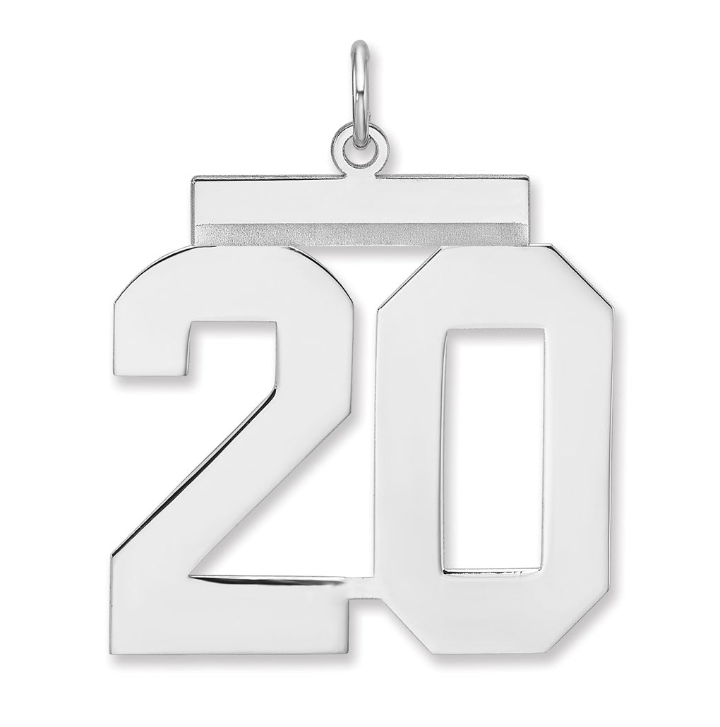 Sterling Silver/Rhodium-plated Polished Number Charm