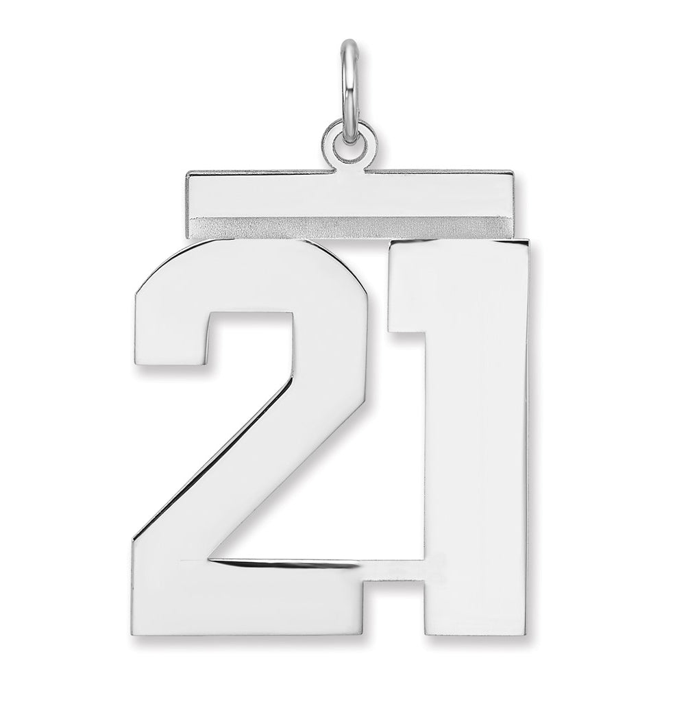 Sterling Silver/Rhodium-plated Polished Number Charm