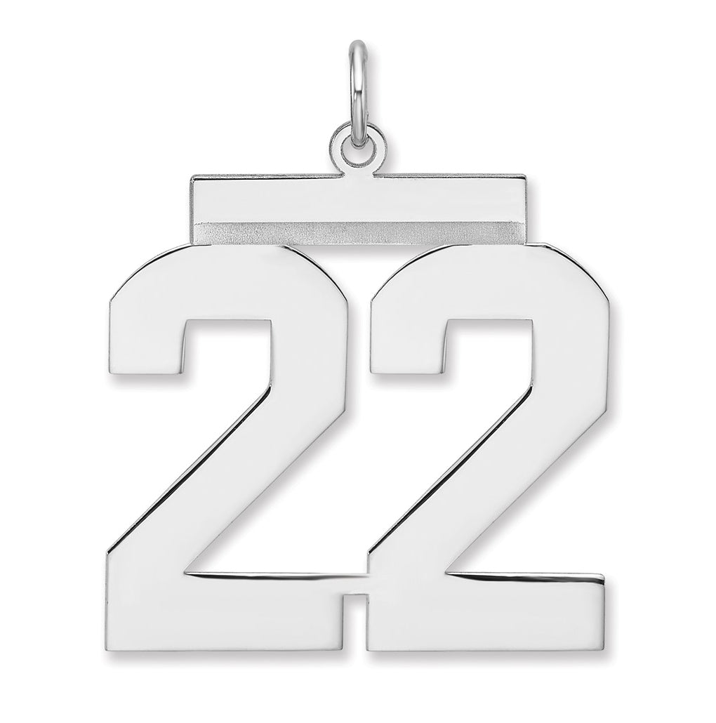 Sterling Silver/Rhodium-plated Polished Number Charm