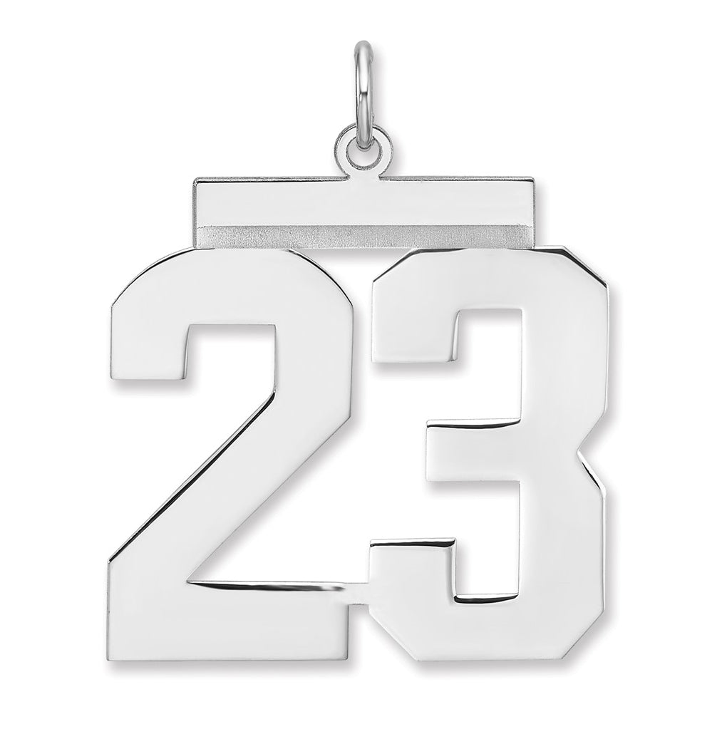 Sterling Silver/Rhodium-plated Polished Number Charm