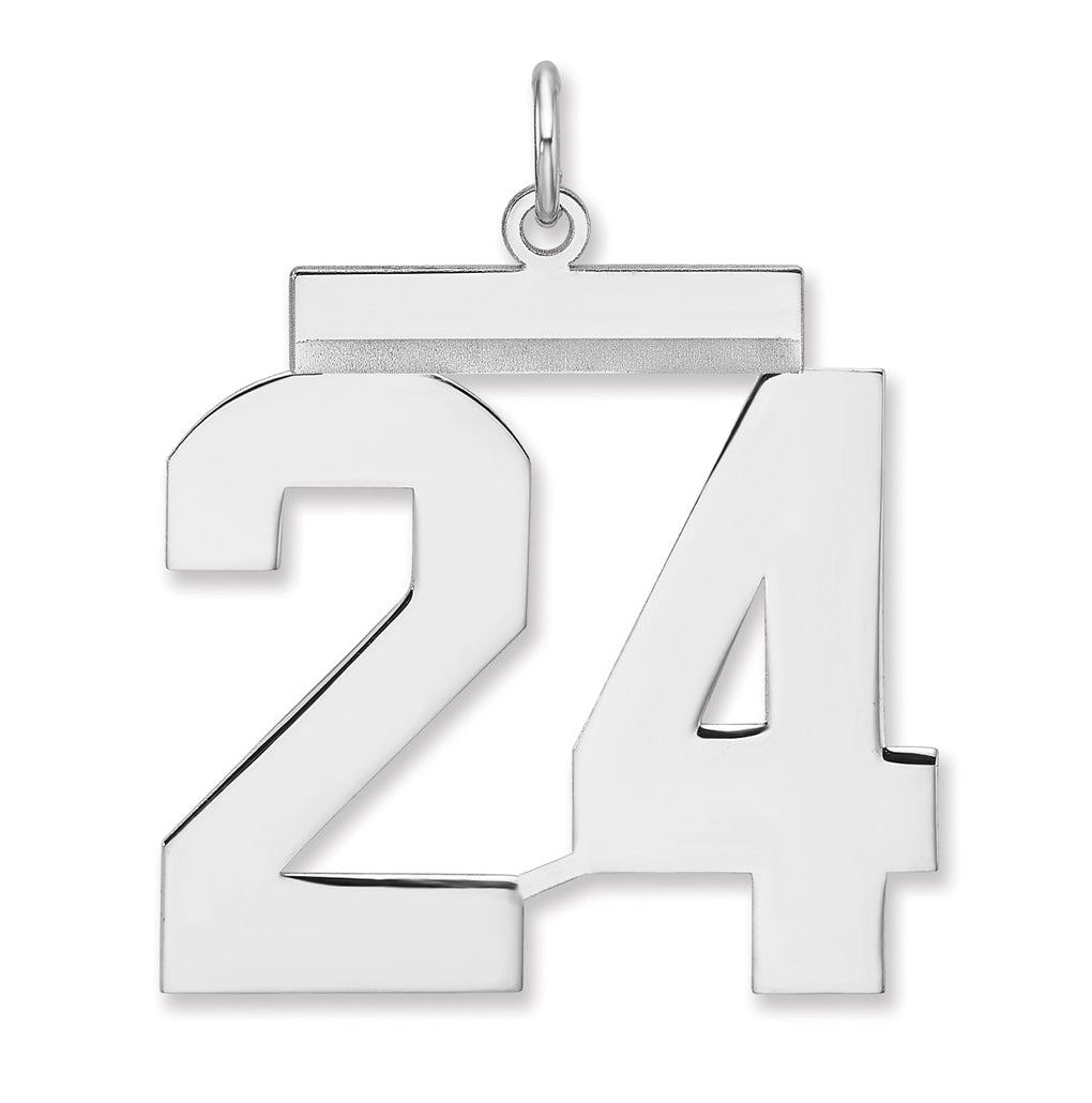 Sterling Silver/Rhodium-plated Polished Number Charm