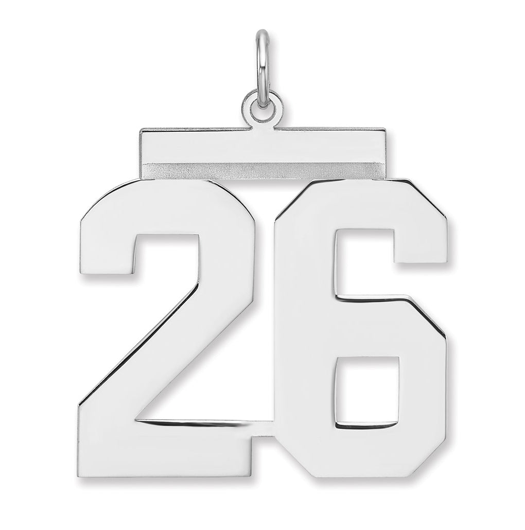 Sterling Silver/Rhodium-plated Polished Number Charm