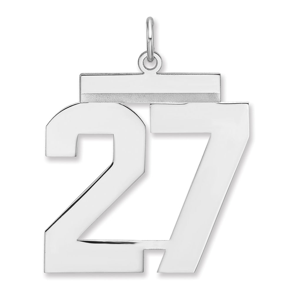 Sterling Silver/Rhodium-plated Polished Number Charm