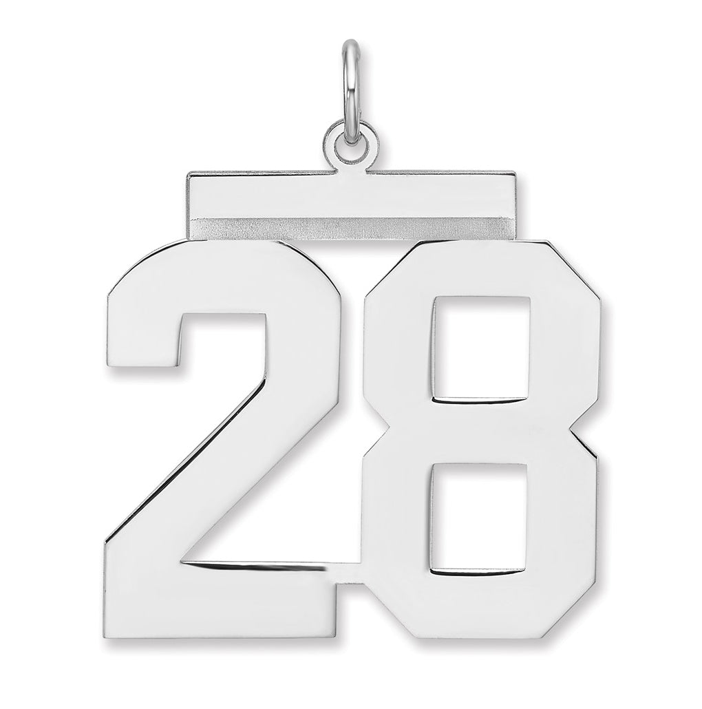 Sterling Silver/Rhodium-plated Polished Number Charm