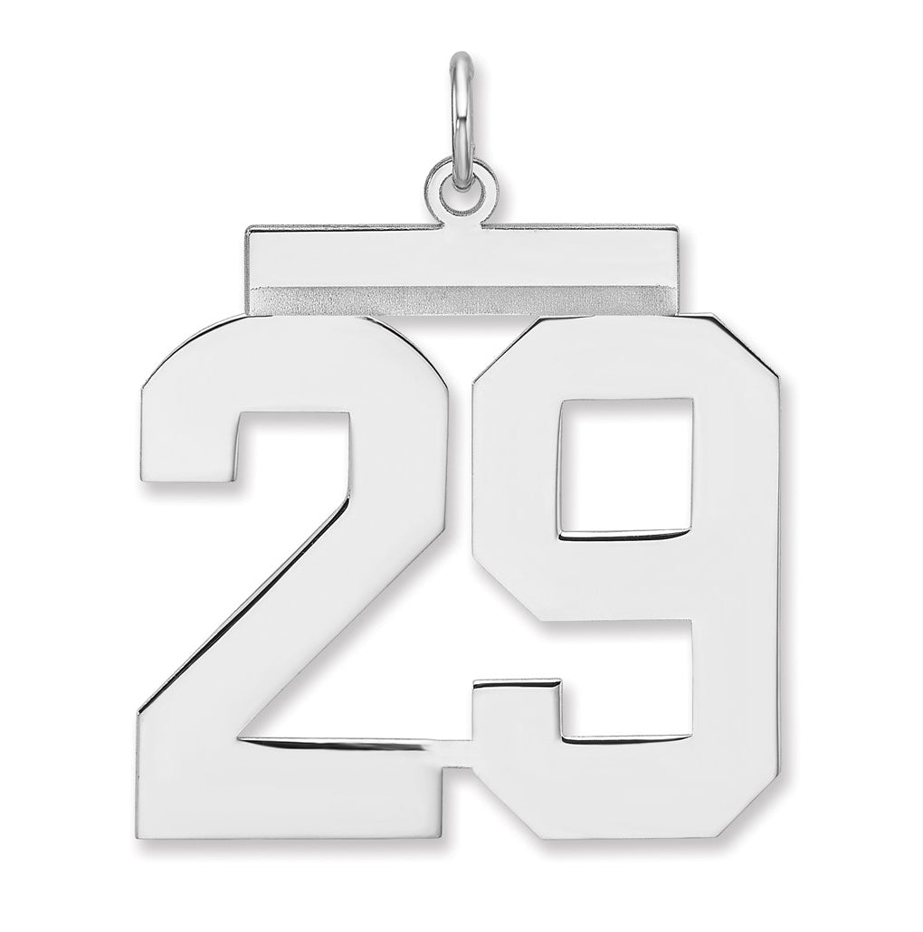Sterling Silver/Rhodium-plated Polished Number Charm