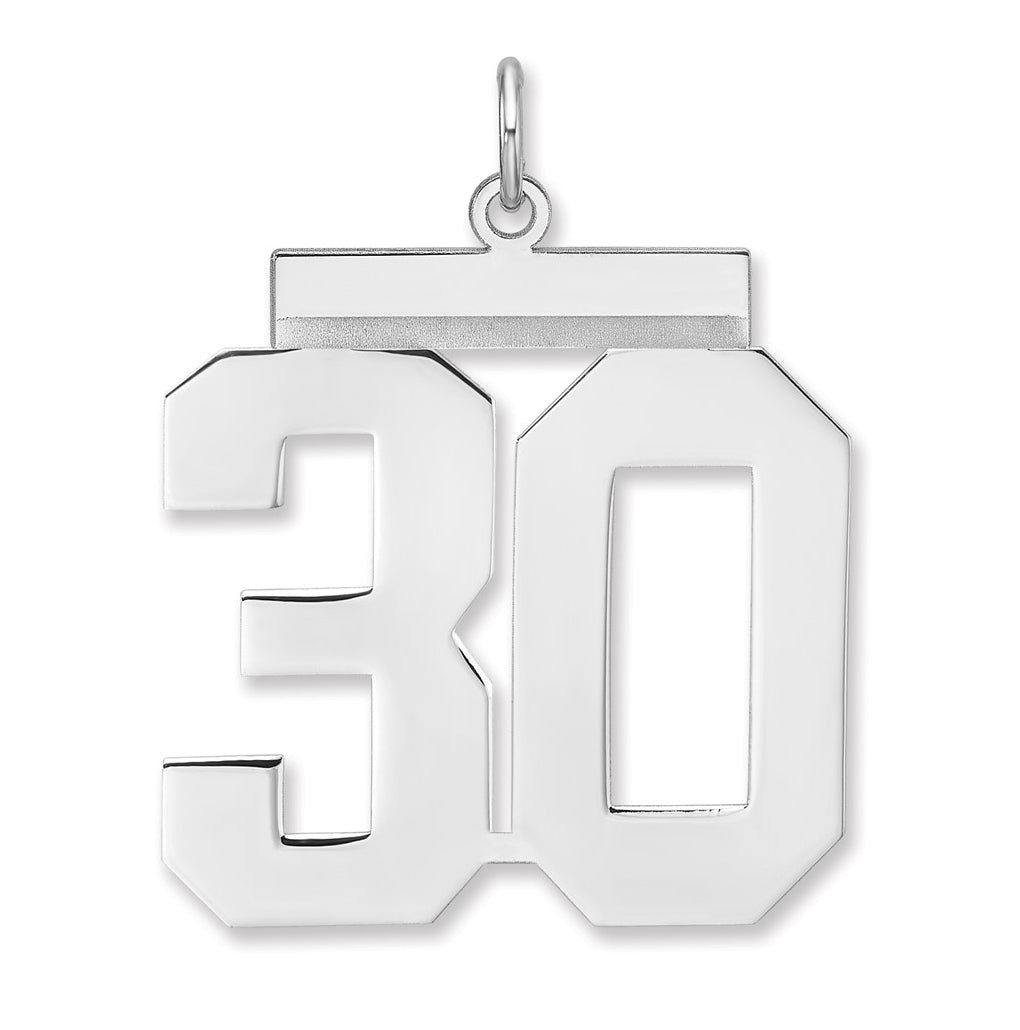 Sterling Silver/Rhodium-plated Polished Number Charm