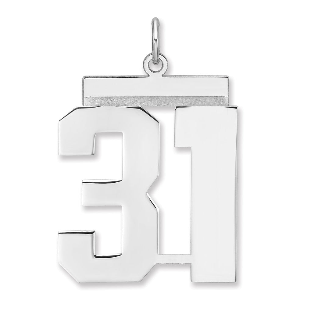 Sterling Silver/Rhodium-plated Polished Number Charm
