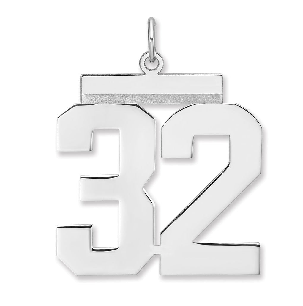 Sterling Silver/Rhodium-plated Polished Number Charm