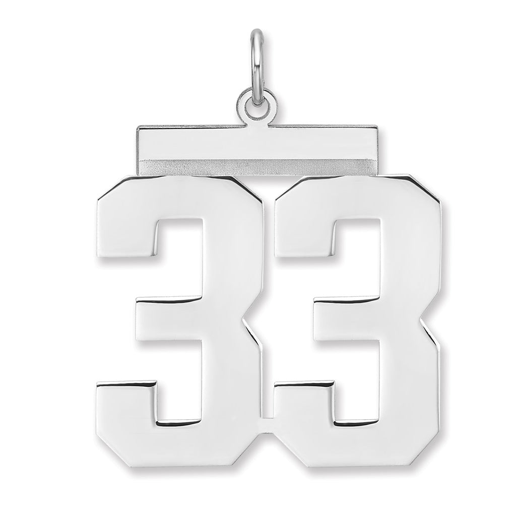 Sterling Silver/Rhodium-plated Polished Number Charm
