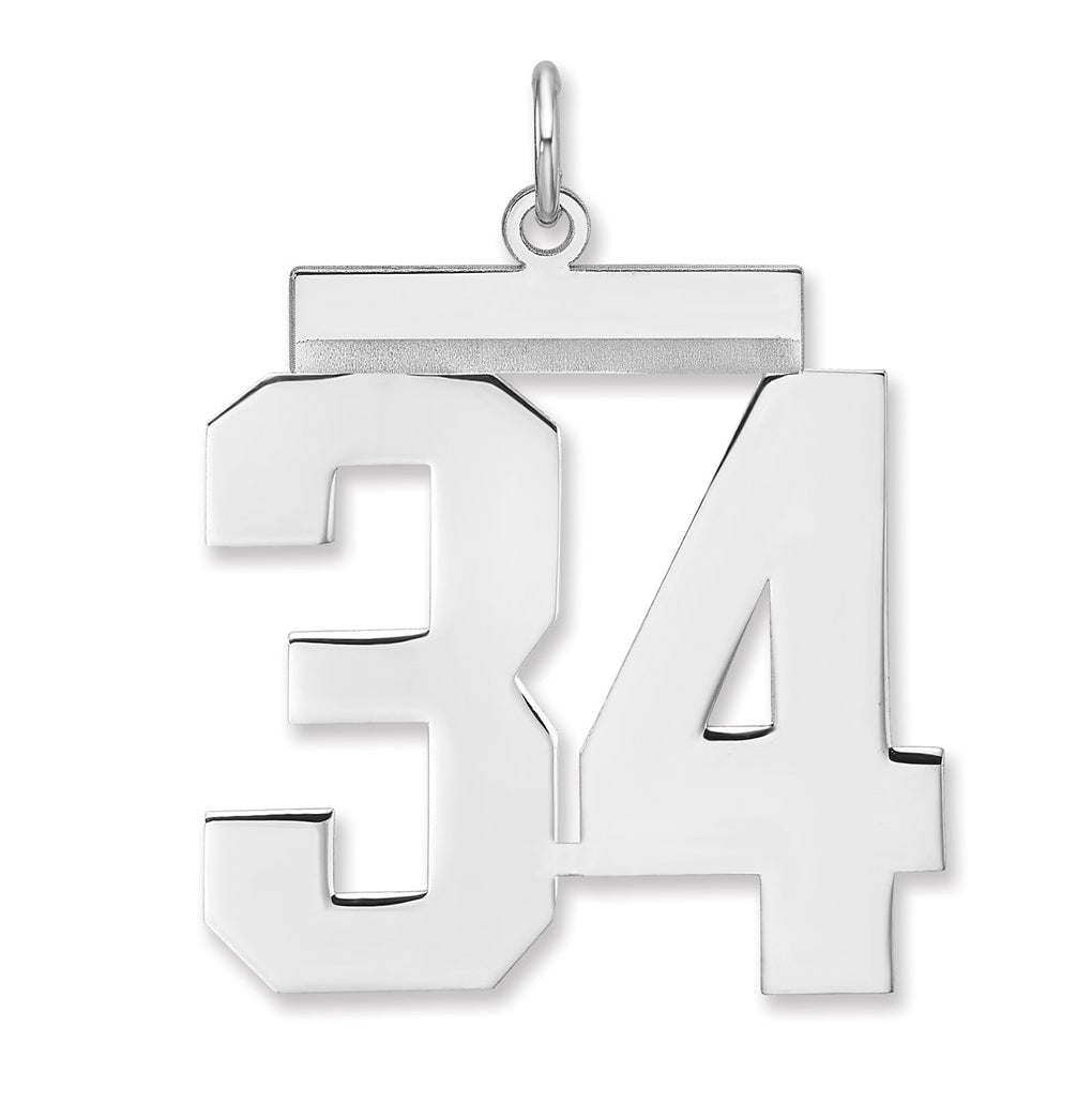 Sterling Silver/Rhodium-plated Polished Number Charm