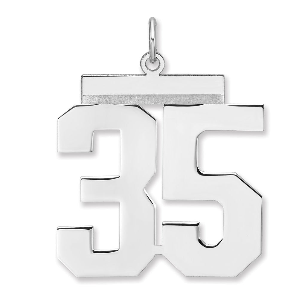 Sterling Silver/Rhodium-plated Polished Number Charm