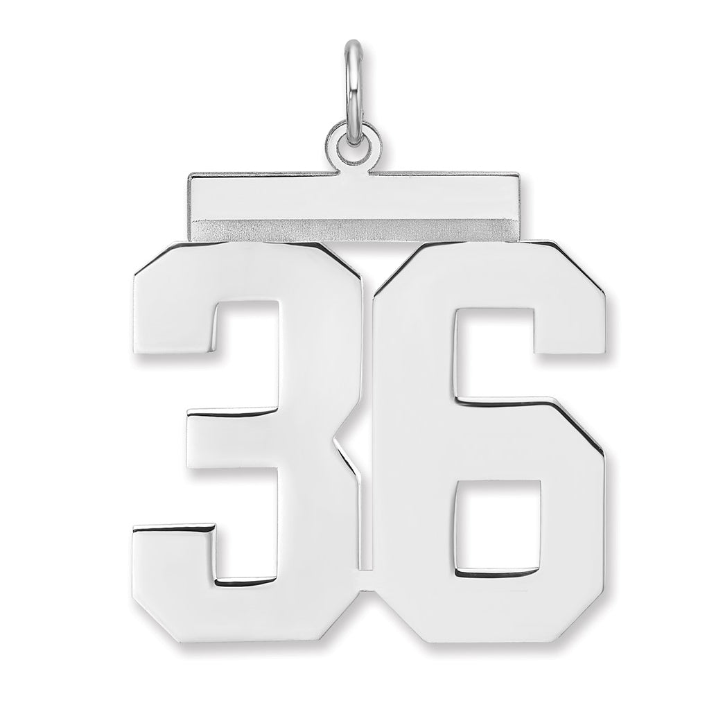 Sterling Silver/Rhodium-plated Polished Number Charm