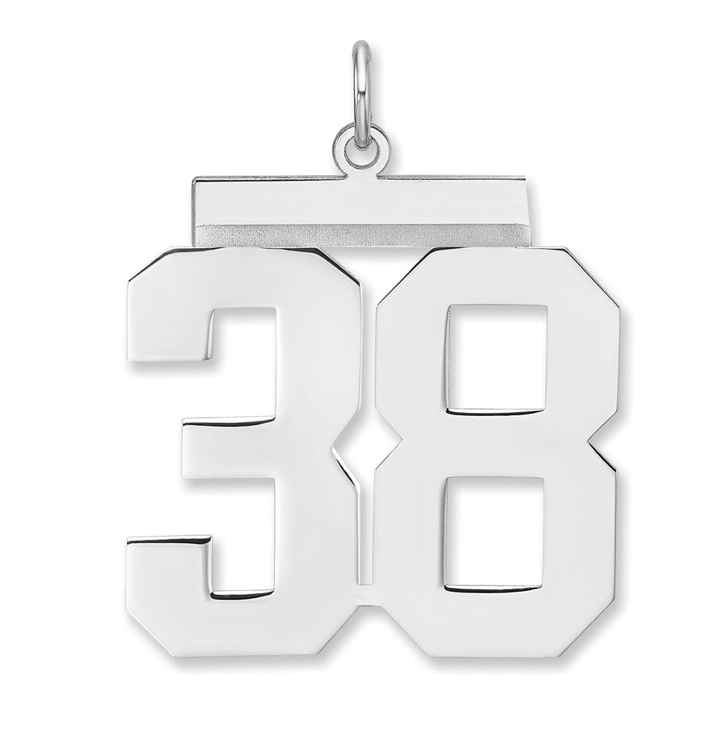 Sterling Silver/Rhodium-plated Polished Number Charm